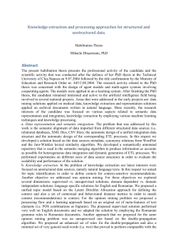 Knowledge extraction and processing approaches for structured and