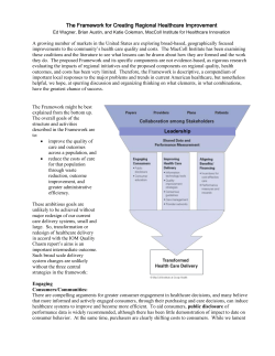 Summary of The Framework for Creating Regional Healthcare