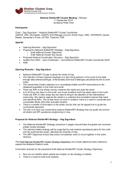 National Shelter NFI Cluster Meeting Minutes 110914