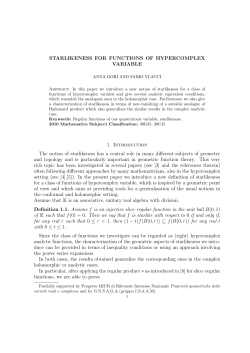 STARLIKENESS FOR FUNCTIONS OF HYPERCOMPLEX