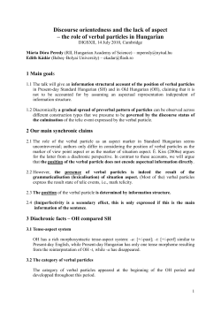 the role of verbal particles in Hungarian