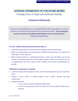 Consent in Research - National Federation of Voluntary Bodies