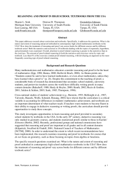REASONING AND PROOF IN HIGH SCHOOL TEXTBOOKS FROM