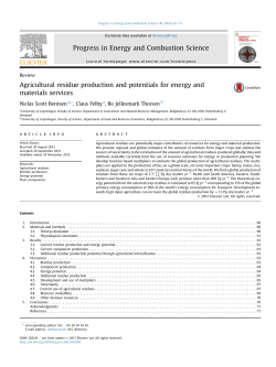 Agricultural residue production and potentials for energy and