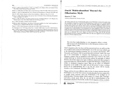 Dutch `Multiculturalism` Beyond the Pillarisation Myth