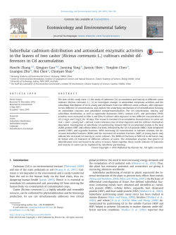 Subcellular cadmium distribution and antioxidant enzymatic