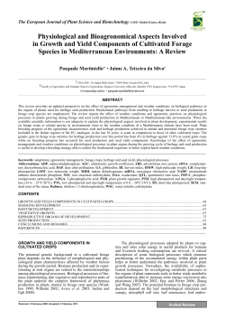 Physiological and Bioagronomical Aspects Involved in Growth and