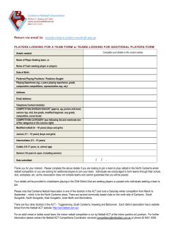 Name of Player Seeking team - Canberra Netball Association