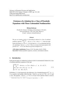 Existence of a Solution for a Class of Parabolic