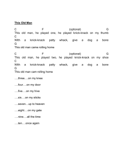 This Old Man C F (optional) G This old man, he played one, he