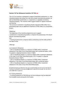 Section 12I Tax Allowance Incentive (12I TAI)