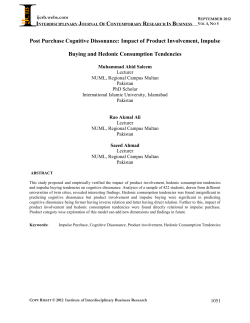 Post Purchase Cognitive Dissonance: Impact of Product Involvement