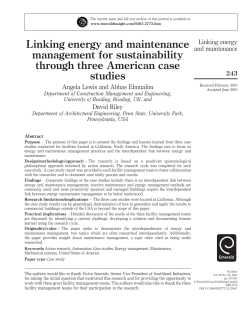Linking energy and maintenance management for sustainability