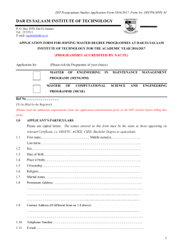 to application form - Dar Es Salaam Institute Of Technology