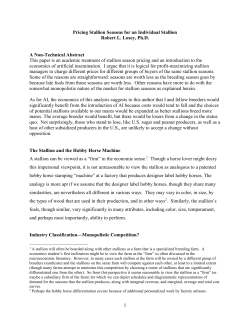 Pricing Stallion Seasons for an Individual Stallion