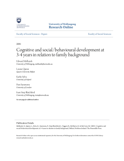 Cognitive and social/behavioural development at