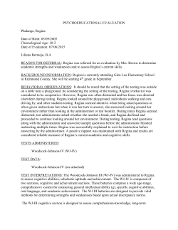 PSYCHOEDUCATIONAL EVALUATION Phalange, Regina Date of