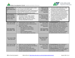 Implementation Science Video Investigation Guide