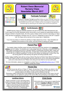 Nursery Newsletter March 2017 - Robert Owen Memorial Primary