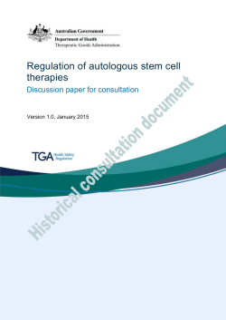 Regulation of autologous stem cell therapies