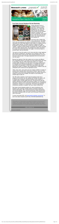 Fuel Cells Convert Soybean Oil into Electricity