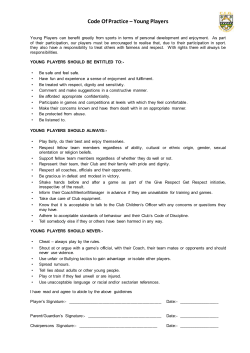 Code Of Practice &ndash; Young Players