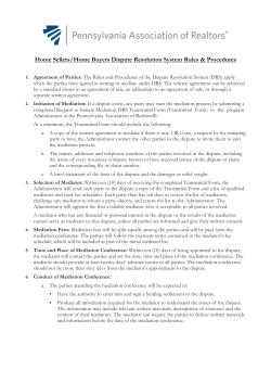 Home Sellers/Home Buyers Dispute Resolution System Rules