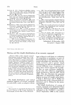 HAYWARD, THOMAS L. Mating and the depth distribution of an