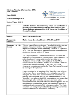 sp15.96 All Wales Sickness Absence Policy