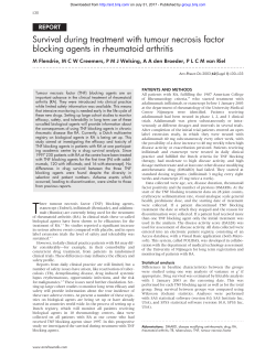 Survival during treatment with tumour necrosis factor blocking