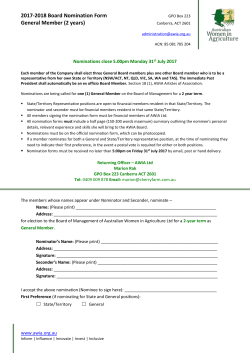 AWiA Board nomination form &ndash; General Member 2017