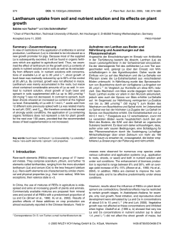 Lanthanum uptake from soil and nutrient solution and its effects on