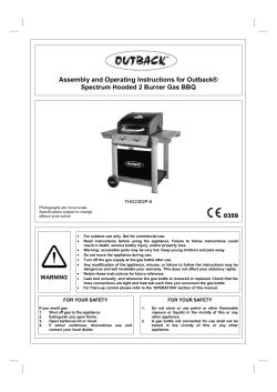 Assembly and Operating Instructions for Outback&reg; Spectrum