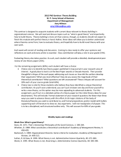 2012 PhD Seminar: Theory Building W. P. Carey School of Business