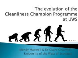 The evolution of the Cleanliness ChampionProgramme at UWS