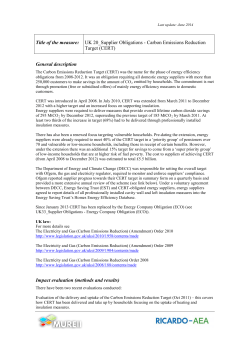 Carbon Emissions Reduction Target (CERT)