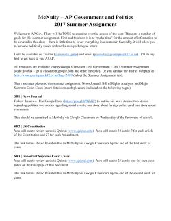 McNulty &ndash; AP Government and Politics 2017 Summer Assignment