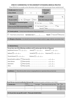 strictly confidential to the university of reading medical practice