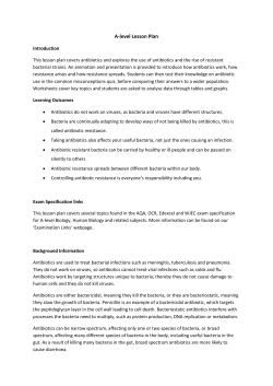 A-level Lesson Plan Introduction This lesson plan covers antibiotics