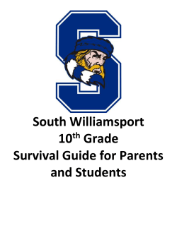 South Williamsport 10th Grade Survival Guide for Parents and