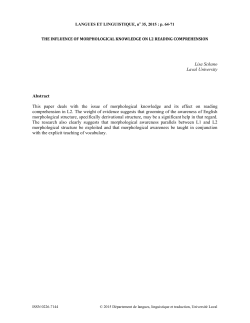 PThe influence of morphological knowledge on L2 reading