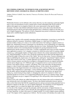 MULTIMEDIA FORENSIC TECHNIQUES FOR ACQUISITION