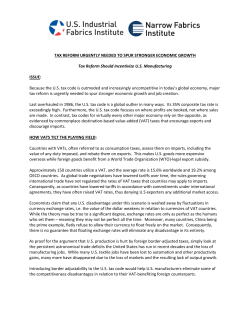 TAX REFORM URGENTLY NEEDED TO SPUR STRONGER