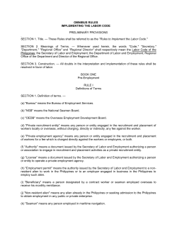 OMNIBUS RULES IMPLEMENTING THE LABOR CODE