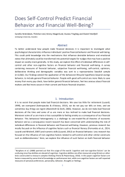 Does Self-Control Predict Financial Behavior and Financial Well
