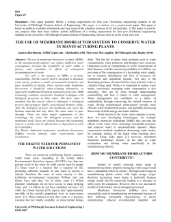 the use of membrane bioreactor systems to conserve water in