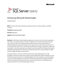Introducing Microsoft StreamInsight