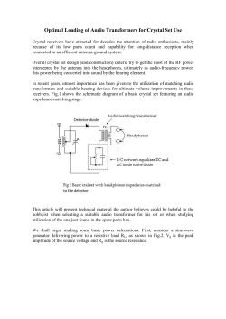 Optimal Loading of Audio Transformers for Crystal Set - Inictel-UNI