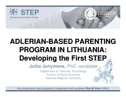 ADLERIAN-BASED PARENTING PROGRAM IN LITHUANIA