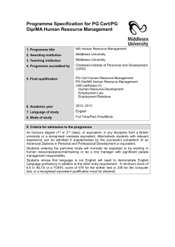 Programme Specification for PG Cert/PG Dip/MA Human Resource
